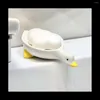 キッチンストレージセラミック石鹸料理排水排水板白いかわいい動物シャワーバスルームの自己排水ホルダー