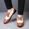 Brogues de couro masculino tamanho grande moda festa de casamento sapatos masculinos designer italiano condução sapatos formais rendas até homens oxfords 240110