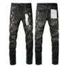 24SS MARKA MASY Modna Purple Mens High Street Ripped Pants Black Paint Trend Slim dżinsy