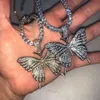 Cuban Necklace Water Diamond Butterfly Pendant Neckchain Hip Hop Jewelry Tennis Choker