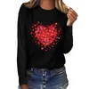 T-shirts pour femmes mode saint valentin amour imprimé col rond à manches longues chemise haute course t-shirt femmes veste active femmes