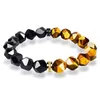 Armbanden 2023 Nieuwe Natuurlijke Geslepen Tijgeroog Steen Armband Koper Micro Ingelegd Zirkoon Heren Obsidiaan Kralen Armband Sieraden Gift