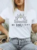 Camiseta feminina Be e Light Sun Shoreline Imprimir Mulheres T-shirt 2024 Nova Moda Casual Sucinta Páscoa Camisa Feminina Conforto Elegante Menina Teeyolq