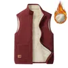 Gilet da uomo Autunno Inverno Gilet da uomo Colletto alla coreana Protezione del collo Chiusura con cerniera Peluche spesso Caldo antivento Tinta unita Morbido Cardigan taglie forti