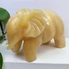 Decorative Figurines 10CM Natural Yellow Calcite Elephant Crystal Quartz Hand Carved Cute Home Decor Children Christmas Gift 1pcs