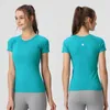 LU-B23 Tenue de yoga pour femmes Chemise à manches courtes Chemises de sport de couleur unie Course à pied Gym Fitness Entraîneur Filles Silm Jogging Sportswear Respirant