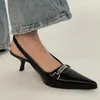 Sandals Summer Heel Women Sanda Fashion Metal Decoration Pointed Toe Ladies Slingback Shoes Thin High Mules Pump