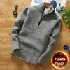 Winter herren Fleece Dicker Pullover Halb Zipper Rollkragen Warme Pullover Qualität Männlich Schlank Gestrickte Wolle Pullover für Frühling 240111