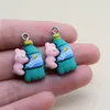 Encantos 12pçs Kawaii Animal Abraço Bebida Resina Brinco de desenho animado Brecelet Pendente Fornecimento DIY joias fofas fazer