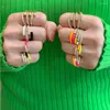 Bagues de cluster Fashion Femmes Fluorescent Émail Bague Gold Couleur Neon Full Finger Bijoux