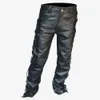 Mode hommes pantalons en cuir Locomotive Style Punk pour hommes hiver médiéval rétro pansement noir 240110