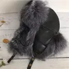 Unisex real silver räv päls ryska ushanka vinter varm flygare trapper bombplan skid öronmuffs cap231c