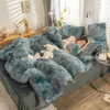 Copripiumino multico letto caldo invernale set di biancheria da letto in velluto di peluche lana cashmere visone pile copripiumino federa ragazze principessa 240111