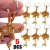 Porte-clés éléphant porte-clés pêche bois sculpture riche chanceux animal porte-clés pendentif pour femmes hommes sacs charme maison anneaux en gros