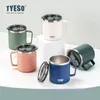 TYESO 304 Кофейная чашка из нержавеющей стали с ручкой-термосом Простая офисная кружка Чашка для молока Чашка для чая 240110