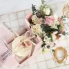 Bakeware Tools 10 Pcs Yellow Pink Handheld Flower Transparent Cake Box Couple Boards Disposable Dessert Tray Valentine Day Romantic