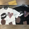 Xinxinbuy 2024 Men Designer Tee Tシャツの落書きレター印刷1854女性ブラックホワイトブルーレッドXS-3XL