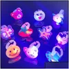 LED Rave Toy Cartoon Pierścień Pierścień Luminous w ciemnym jasnym palcu świecący Adt Birthday Party Chłopak dla dzieci Zabawki dla dzieci