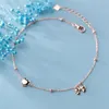 Anklets MIQIAO Bowknot Anklet Rose Gold 925 Sterling Silver Women Accessories Chains For Fine Jewelry Girls Heart Bracelet On The Leg