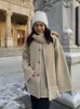 Cappotto da donna trapuntato moda con sciarpa Elegante manica lunga tasche monopetto Giacche calde Autunno Inverno Cappotti da strada 240111