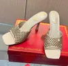 Kapcia Crinestones Mule Slajes Sandały Obcasowe buty buty dla kobiet luksusowe designerskie skórzane podeszwa zewnętrzna