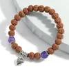 Strand YUOKIAA Vintage Classico Naturale Bodhi Viola Perline di Cristallo Amore Bracciale con Ciondoli Meditazione Yoga Spirito Buddha Gioielli Regalo