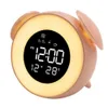 Bedside Sunrise Sunset Wake Up Light Digital LED Music Alarm Mirror Clock Bedroom Desk Calender Snooze Clock Table Telefonladdare 240110