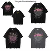 24ss Men T Shirt Pink Young Thug Sp5der 555555 mans Women Quality Foaming Printing Spider Web Pattern Tshirt Fashion Top Tees UZVH