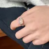 Anéis de cluster 925 prata anel de dedo aberto lua pedra irregular geométrica empilhável elegante para mulheres menina jóias presente dropship atacado