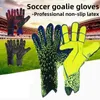 Profesjonalne rękawiczki bramkarza z lateksem zagęszczone Akcesoria do bramkarza piłki nożnej dla dorosłych nastolatki dzieci 240111