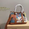 Bolsas de grife de luxo moda totes 2023 nova moda palma padrão contraste cor saco graffiti bolsa de ombro portátil bolsa de couro genuíno bolsa feminina