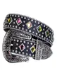 Westerse stijl bling kristal strass riem met kleurrijk glas diamanten studded trim verwijderbare gesp riemen voor dames Whole4983002