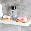 Natural Wood Bamboo Soap Dish Holder Shower Soap Holders Tray Container for Bathroom Kitchen Sponges Accessories Storage Box 11 LL