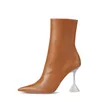 Boots Brand Designer Sexy Charms Ankle Wine Glass Heels Pointed Toe Solid Botas Mujer Super High Side Zippered Women Shoes