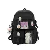 Sacos escolares Rosa Roxo Cor Meninas Alta Estudante Mochila Nylon Impermeável Schoolbag Lazer Saco de Viagem