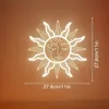 1PC Vintage Burning Sun and Moon Neon Znak, zdalny Dimmer 3D Boho Boho Esthetic Room Niebiański Mystic Sun Moon Usb Znak LED Light, zamknięte oczy