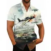 Men's Casual Shirts 3d Plane Printed Luxury Short Sleeve 2024 Vintage For Summer Streetwear Hawaiian Oversized Harajuku Clothing