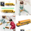 Modelo Diecast Carros Carro Veículos Brinquedos Ônibus Escolar 8,5 Polegadas Die Cast Pl Back Jogo de Metal Amarelo com Sons e Entrega de Gota de Luz Presentes Dhrkg