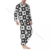 Vêtements de nuit pour hommes Hommes Pyjama Ensembles Motif géométrique pour homme Chemise à manches longues Mâle Soft Home Loungewear