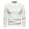 Pulls pour hommes 2024 Mohair chaud à manches longues diamant jacquard pull haut en tricot