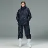 Unsex bijpassende kleuren man vrouw sneeuwkleding waterdichte skipak set snowboardkleding outdoorkostuums winterjassen en broeken 240111