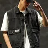 Jean Jacket Men's Denim Vest Hip Hop Jean Coats Waistcoat Men Cowboy Brand Sleeveless Jacket Sleeveless Male Tank Plus Size 4XL 240110