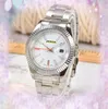 Mode boîtier en argent montre hommes classique généreux décontracté affaires ceinture en acier inoxydable tout le crime vert cadran blanc seconde main orange couleur design montre-bracelet cadeaux