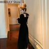 Casual Dresses Korean Fashion Evening Party Dress Women Long Sleeve Velvet Y2K Midi Office Lady 2024 Autumn Vintage Elegant Bandage