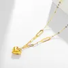 Hängen Miqiao Real 18K Gold Heart Shaped Pendant Halsband äkta AU750 Simple Fashion Fine Jewelry Gift for Women