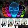 Forniture di Halloween Maschera da scheletro al neon Led Maschere da festa illuminate L'anno elettorale dell'epurazione Festival divertente Costume cosplay Consegna di goccia Dhifj