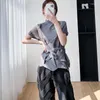 女性用Tシャツmiyakeカオスティックプリーツ気質ファッショナブルでハイエンドのデザインルーズレース快適な丸いネック