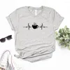 Women's T Shirts Coffee Heartbeat Print Women Tshirts Cotton Casual rolig skjorta för Lady Yong Girl Top Tee Hipster FS-552