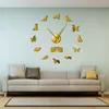 Wall Clocks Golden Retriever Dog Pet Mirror Stickers DIY Giant Silent Clock 3D Artwork Animal Frameless Large Watch