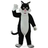 Costume della mascotte del gatto bianco nero super sveglio di Halloween per la personalizzazione del supporto di spedizione gratuita per la vendita della mascotte del personaggio dei cartoni animati del partito